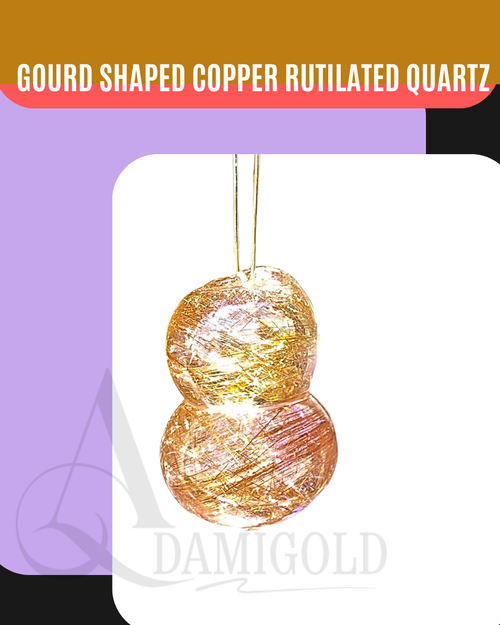 Adamigold presents a stunning Golden Rutilated Quartz Gourd Crystal as Living Sculpture, blending art and nature.
