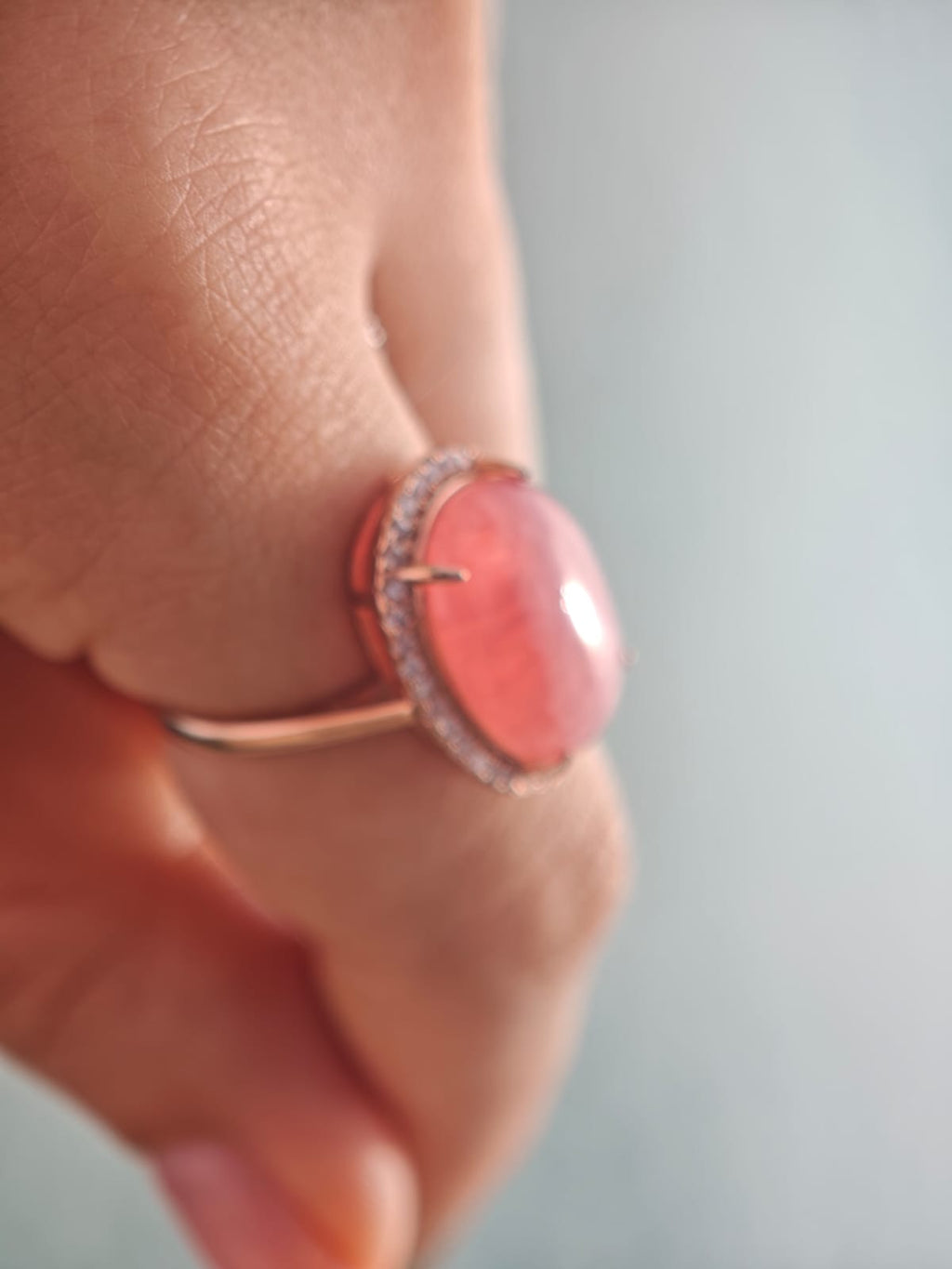 天然紅紋石 S925 純銀戒指｜Rhodochrosite Sterling Silver Ring