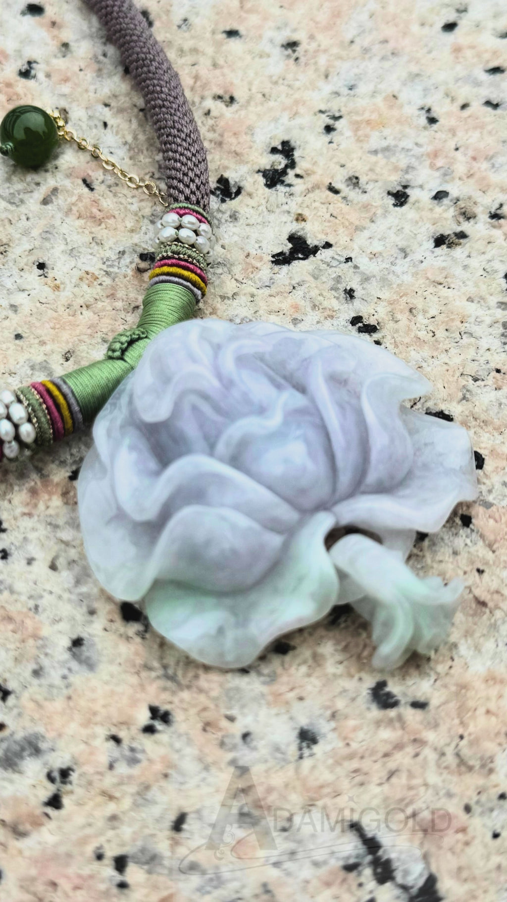 Spring Color Jadeite Hand-Carved Floral Pendant | Blossoming Flowers Bring Wealth and Good Fortune